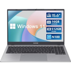 WIPEMIK Laptop Computer, 16GB LPDDR5 RAM Laptop 512GB NVMe SSD, Intel Quad-Core N100, 15.6 Inch 1080P IPS Display Windows 11 Pro Laptops, WiFi 6, BT 5.2, RJ45 Ethernet, Fingerprint, USB Type-C